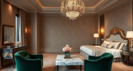elegant bedroom and sitting areas
