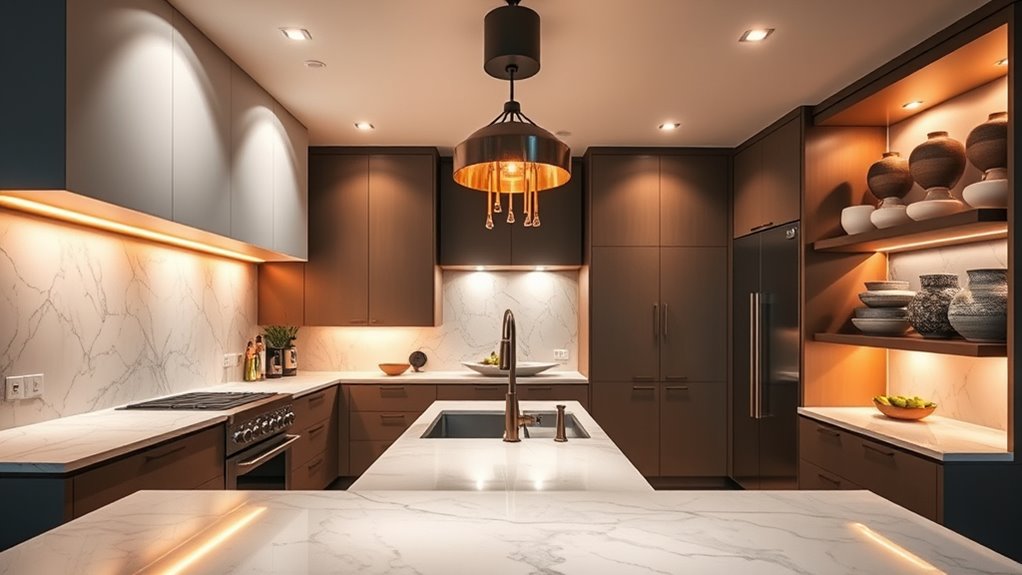 layered kitchen lighting design