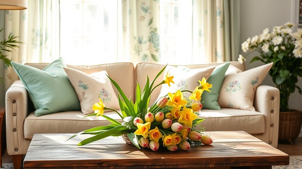 spring blossoms and pastel decor