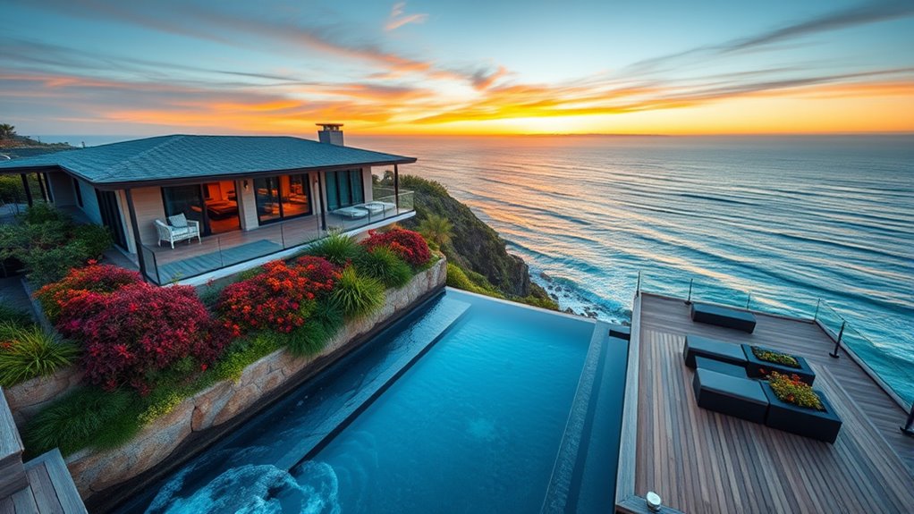 coastal landscaping with lighting