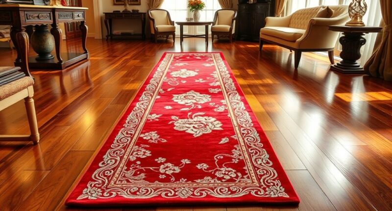 elegant red silk runner carpets