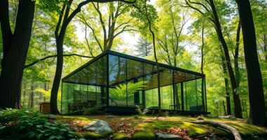 glass house nestled woods