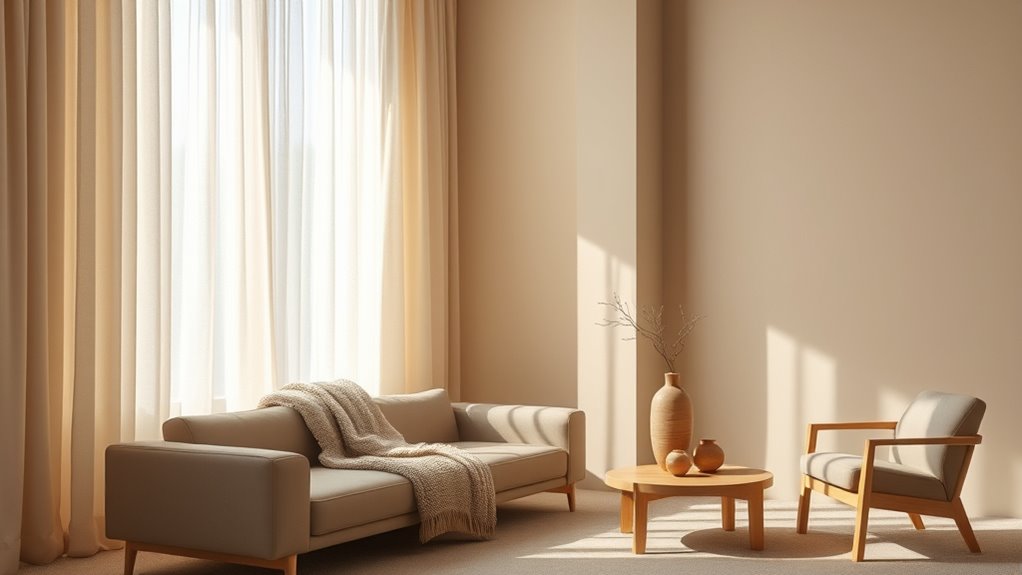 neutral tones with artistic accents