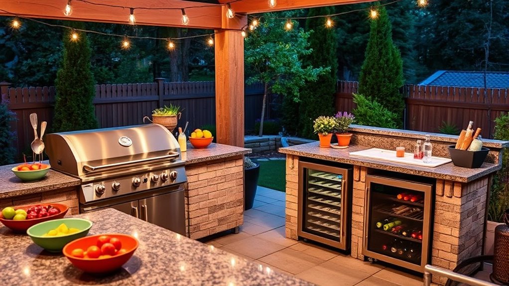outdoor entertaining with beverage station