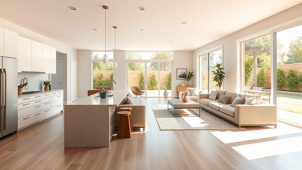 single story open plan homes