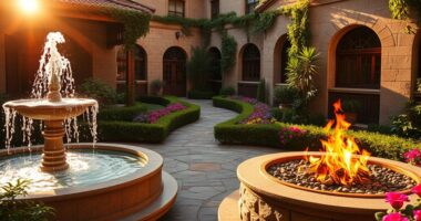 fountains fire and plantings
