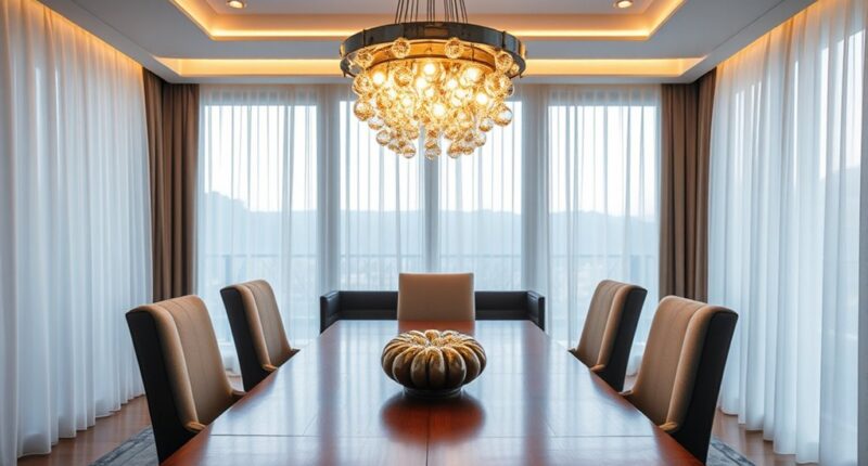 lighting above dining table