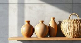 textured shelf and console design