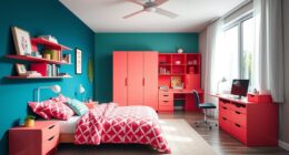 vibrant teen room storage