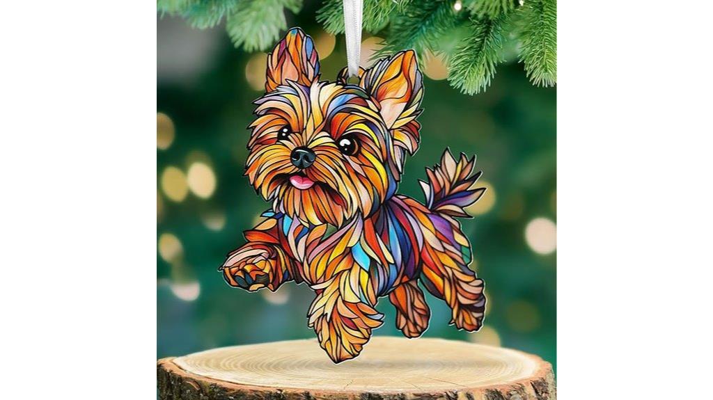 yorkie christmas dog ornament