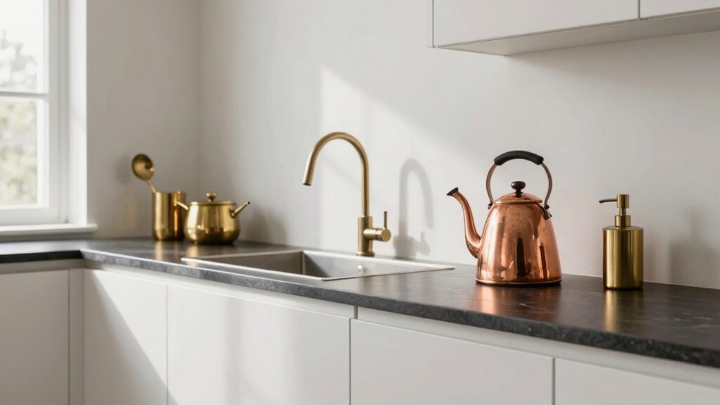 brass and copper accents