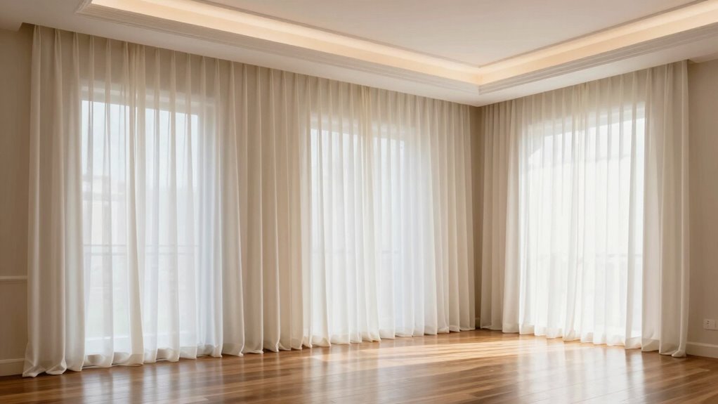 floor length curtains create height
