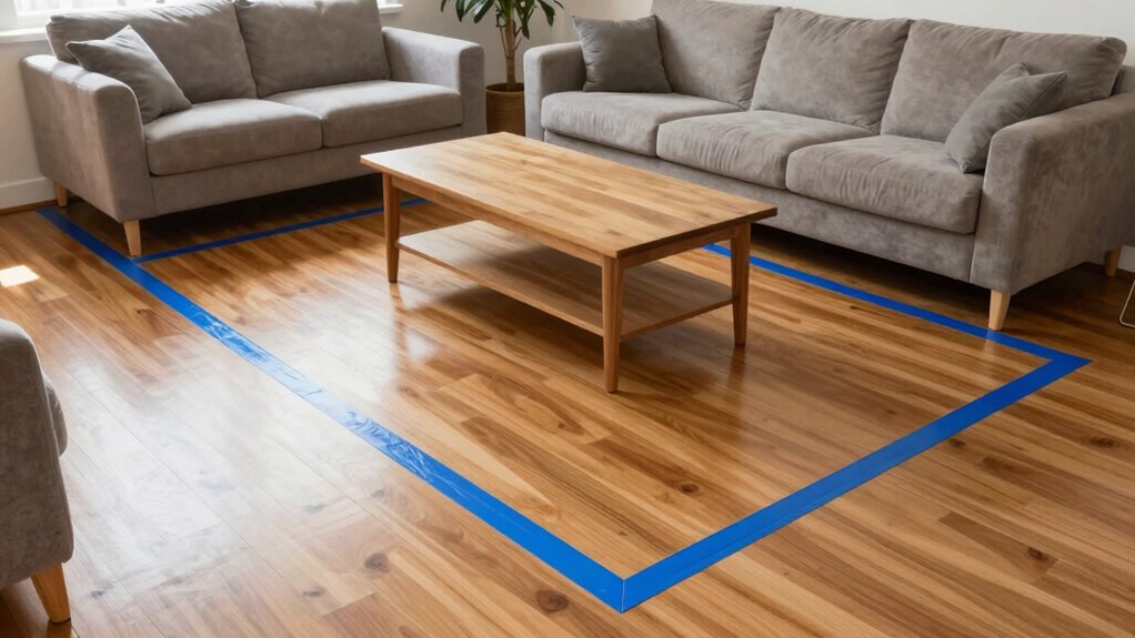 outline furniture with tape