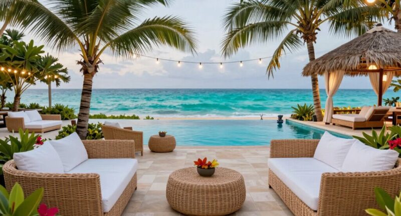 resort style outdoor seating layout