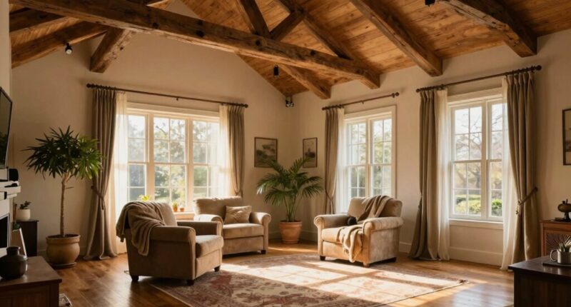 use warm low hanging decor