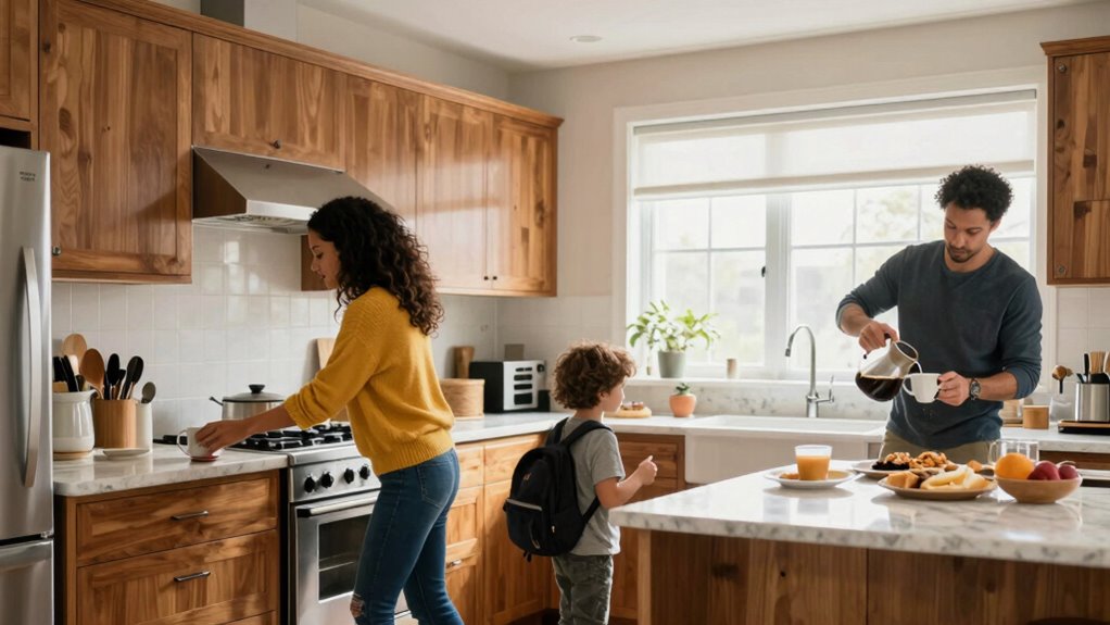 efficient well lit kitchen workflow