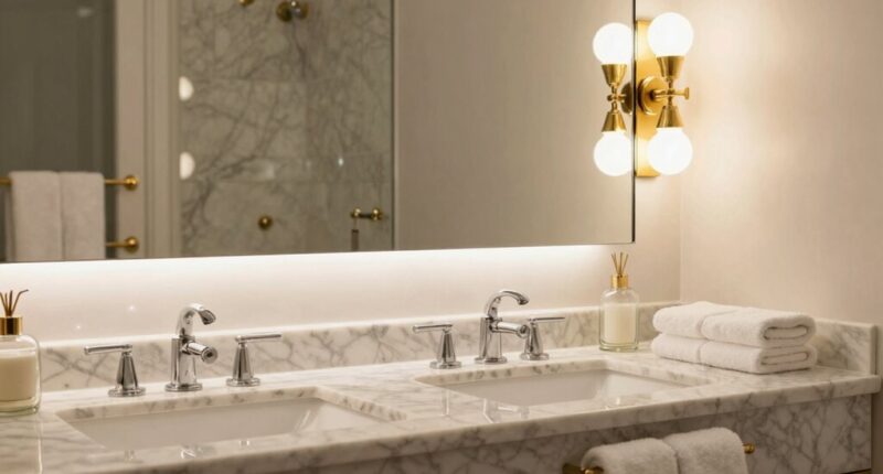 elegant lighting enhances bathroom