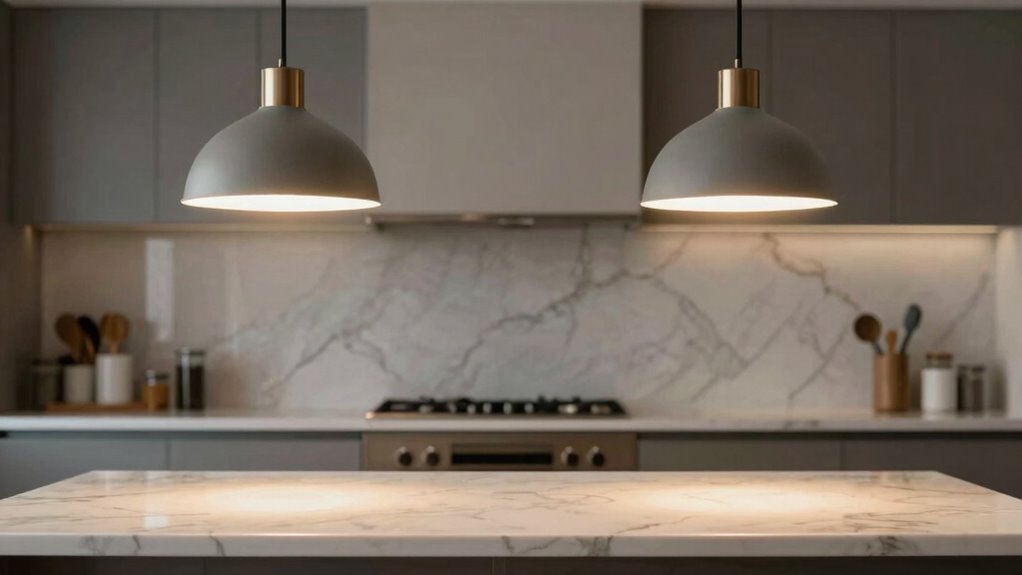 evenly spaced pendant lighting