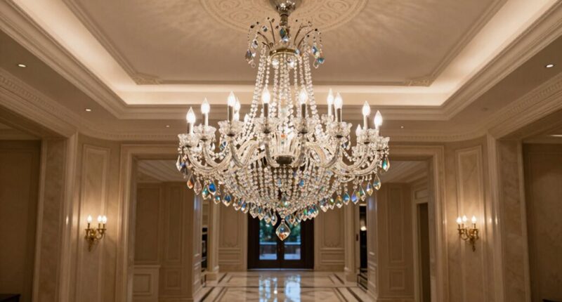 foyer transformation with chandelier