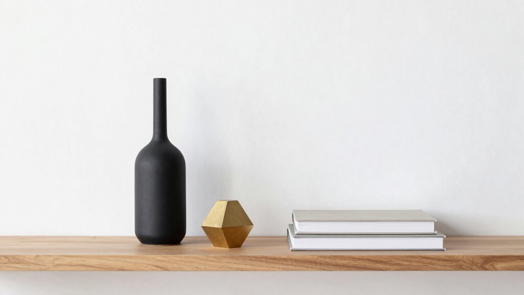 minimalist balanced shelf styling