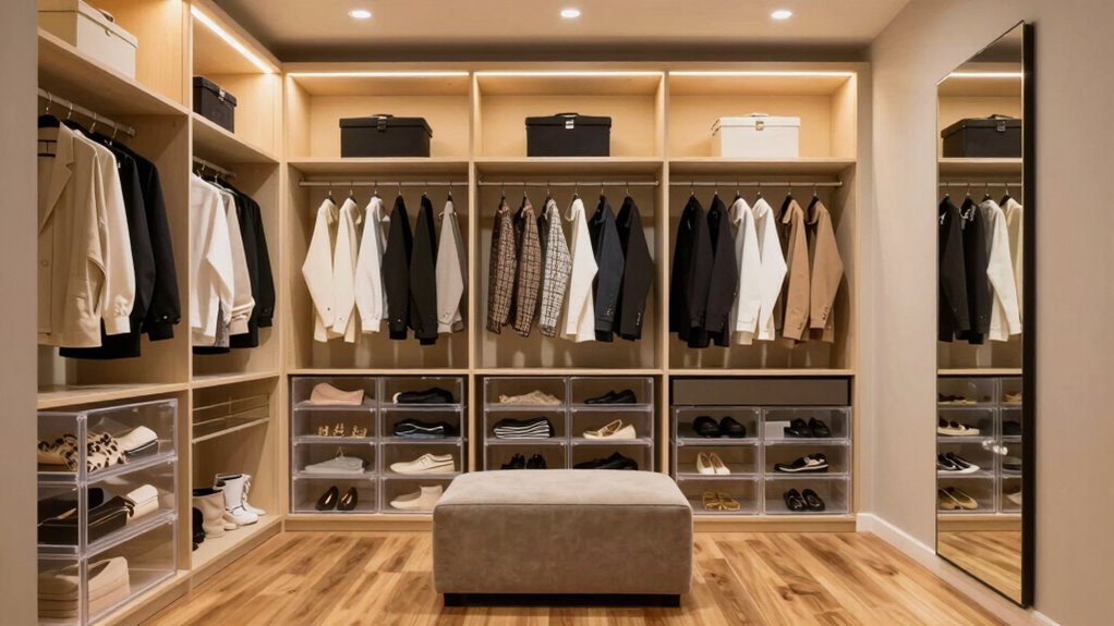 organized closet bright lighting