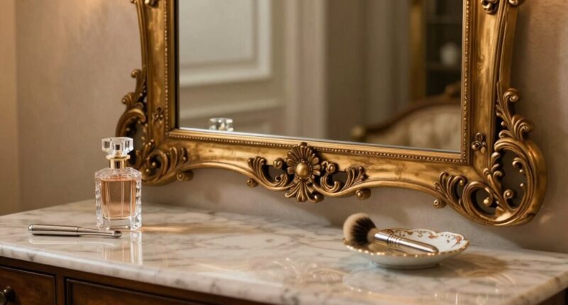 personalized mirror and vanity