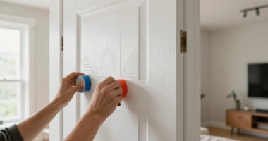 This $30 DIY Made a Boring Door Look Like a Geometric Accent Wall