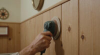 A Basically All-Wood Paneled '70S Bathroom Got An Americana Folk Makeover