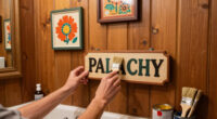 A Basically All-Wood Paneled '70s Bathroom Got an Americana Folk Makeover