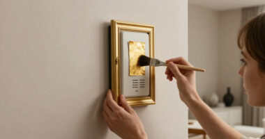 A Simple Gilded Frame Turned An Ugly Intercom Into A Conversation Starter