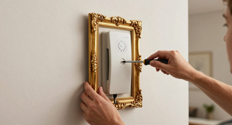 A Simple Gilded Frame Turned An Ugly Intercom Into A Conversation Starter