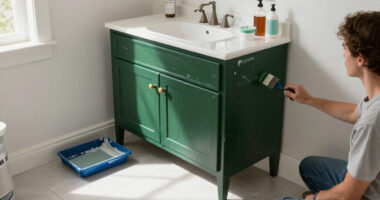 A $200 DIY Took An "Ignored" Bathroom From Builder-Grade To Bold