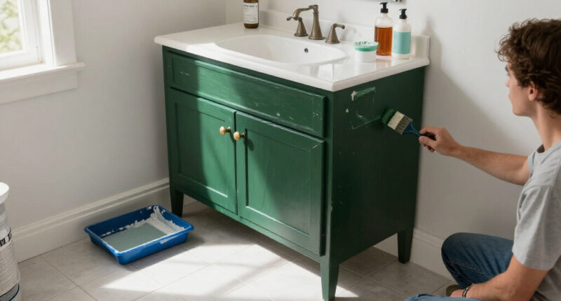 A $200 DIY Took An "Ignored" Bathroom From Builder-Grade To Bold