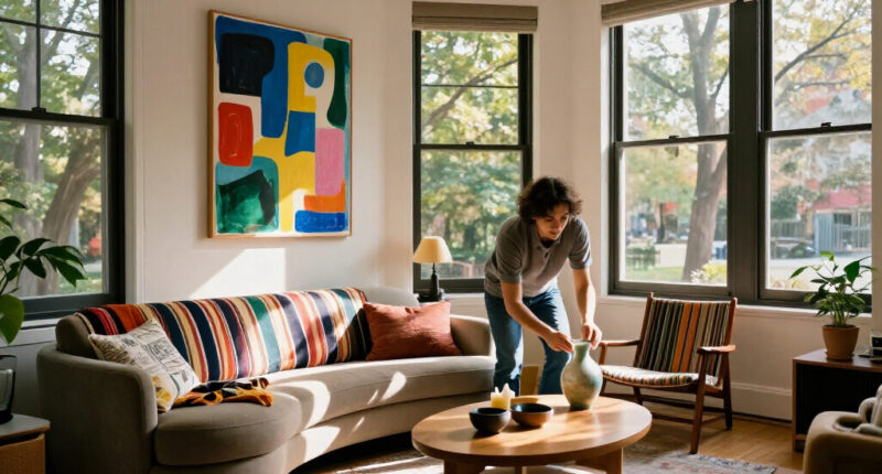 A Hockney Collage Inspired This Art-Filled Central Park Home, Where A Serpentine Sofa Bows To The View